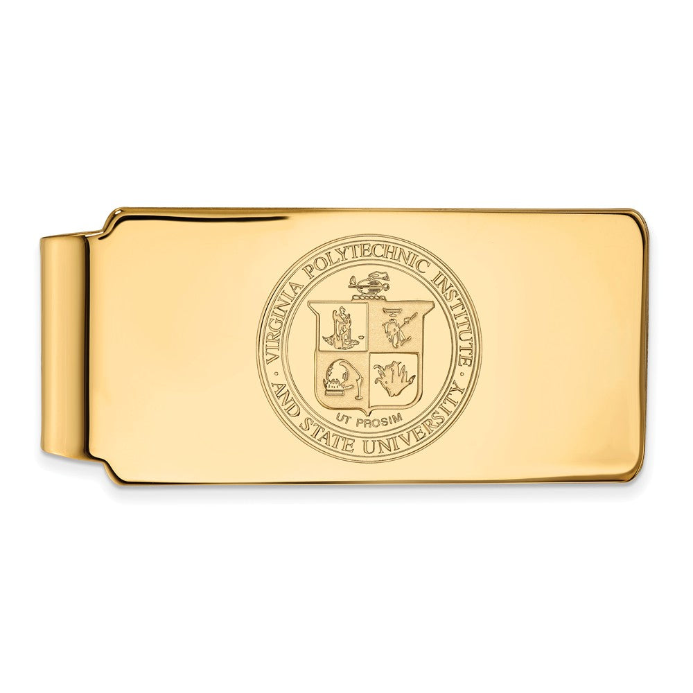 14k Yellow Gold Virginia Tech Crest Money Clip, Item M10082 by The Black Bow Jewelry Co.