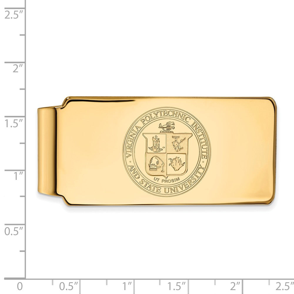 Alternate view of the 14k Yellow Gold Virginia Tech Crest Money Clip by The Black Bow Jewelry Co.