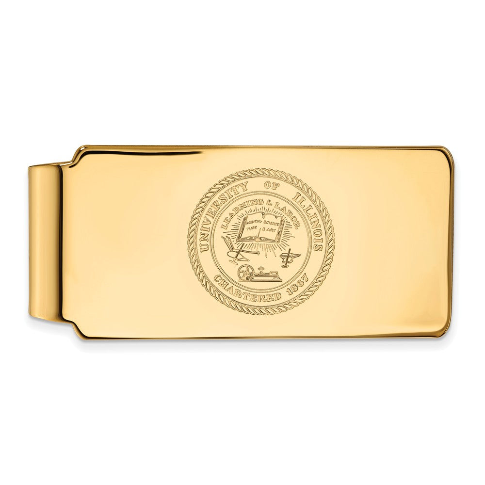 14k Yellow Gold U of Illinois Crest Money Clip, Item M10084 by The Black Bow Jewelry Co.
