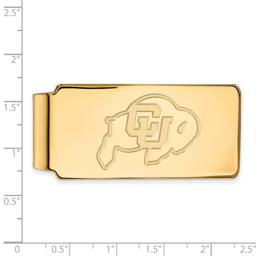 Alternate view of the 14k Gold Plated Silver U of Colorado Money Clip by The Black Bow Jewelry Co.
