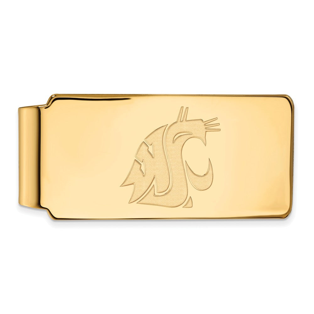 14k Gold Plated Silver Washington State Logo Money Clip, Item M10116 by The Black Bow Jewelry Co.