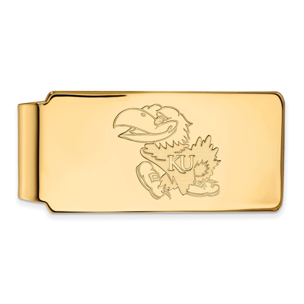 14k Gold Plated Silver U of Kansas Money Clip, Item M10131 by The Black Bow Jewelry Co.