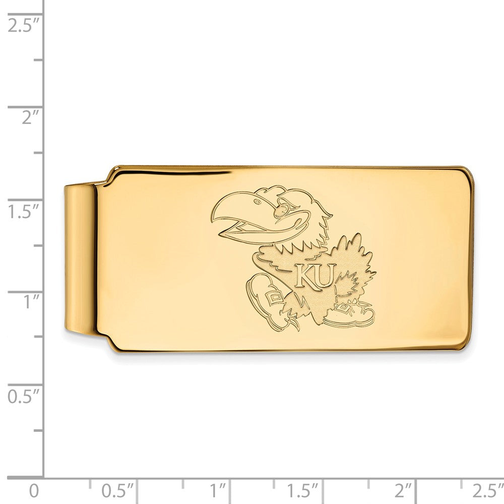 Alternate view of the 14k Gold Plated Silver U of Kansas Money Clip by The Black Bow Jewelry Co.