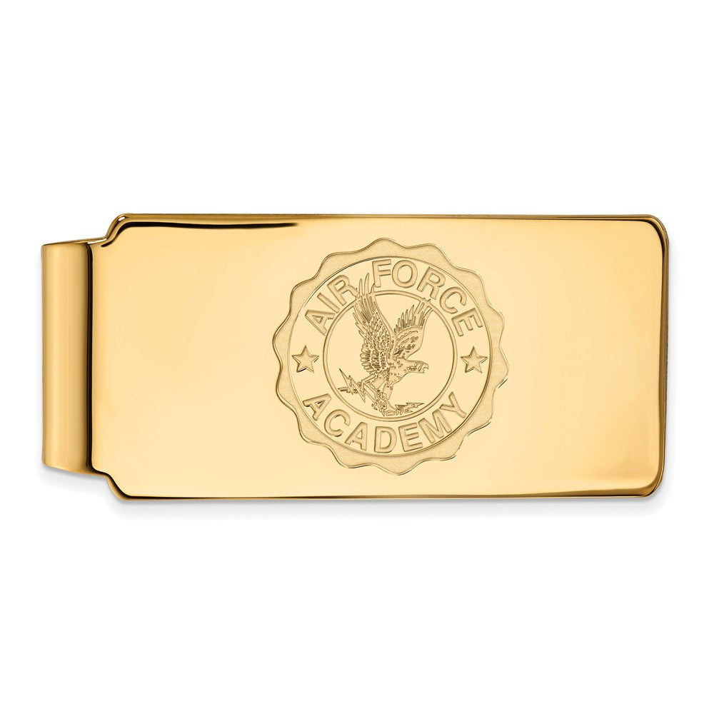 14k Gold Plated Silver U.S. Air Force Academy Crest Money Clip, Item M10171 by The Black Bow Jewelry Co.