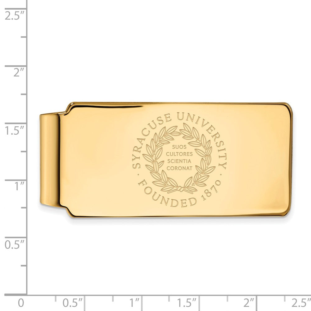 Alternate view of the 14k Gold Plated Silver Syracuse U Crest Money Clip by The Black Bow Jewelry Co.