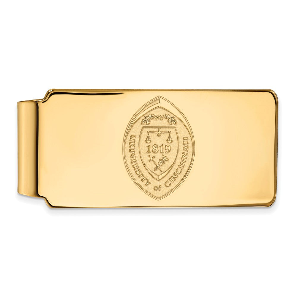 14k Gold Plated Silver U of Cincinnati Crest Money Clip, Item M10190 by The Black Bow Jewelry Co.