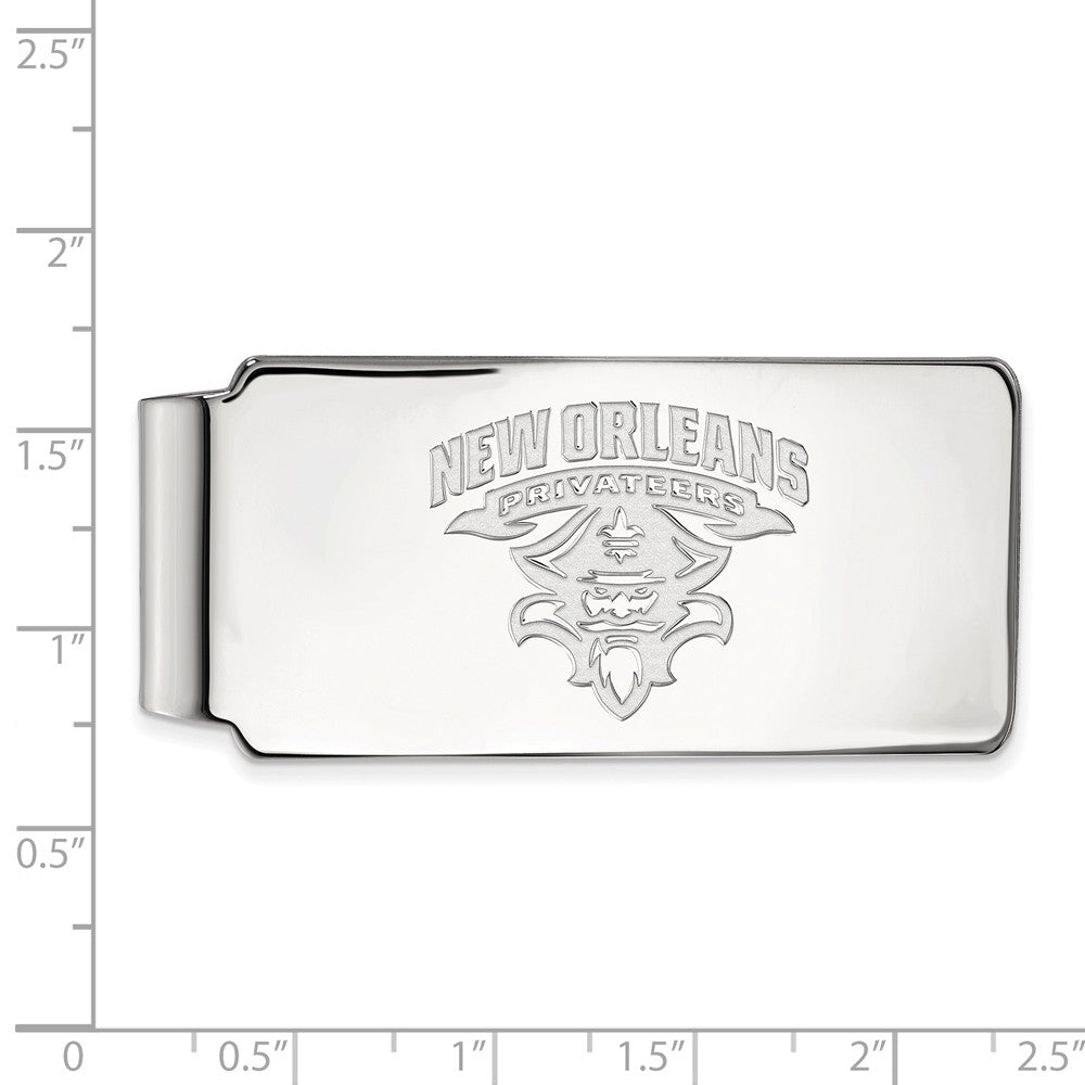 Alternate view of the Sterling Silver U of New Orleans Money Clip by The Black Bow Jewelry Co.