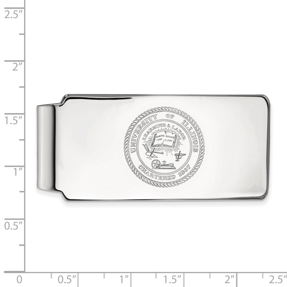Alternate view of the Sterling Silver U of Illinois Crest Money Clip by The Black Bow Jewelry Co.
