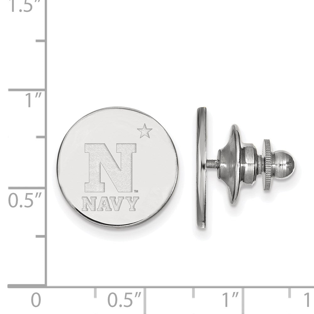 Alternate view of the 14k White Gold U.S. Naval Academy Lapel or Tie Pin by The Black Bow Jewelry Co.