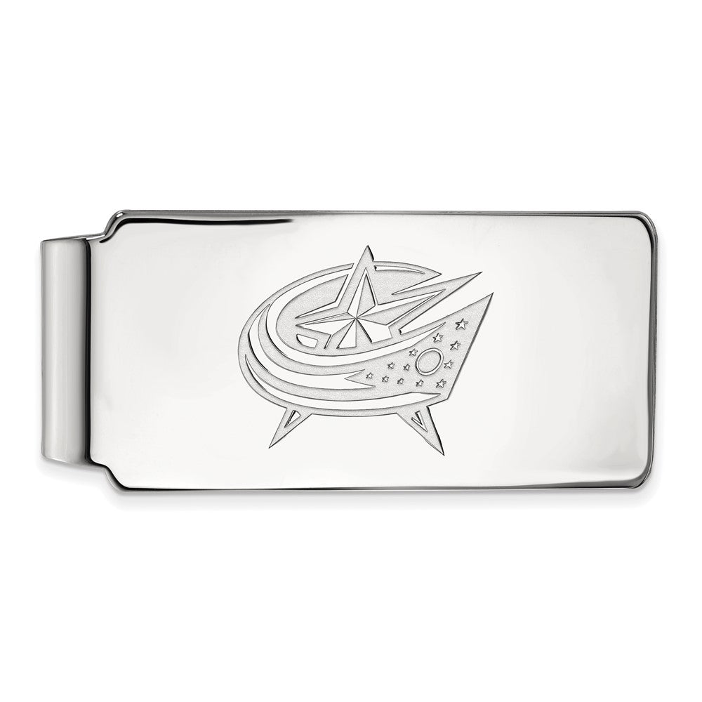 10k White Gold NHL Columbus Blue Jackets Money Clip, Item M10399 by The Black Bow Jewelry Co.