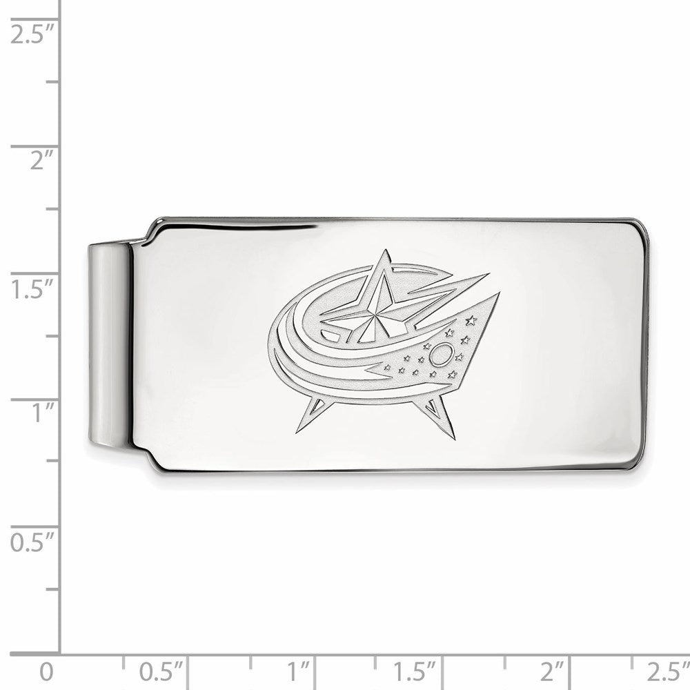 Alternate view of the 10k White Gold NHL Columbus Blue Jackets Money Clip by The Black Bow Jewelry Co.