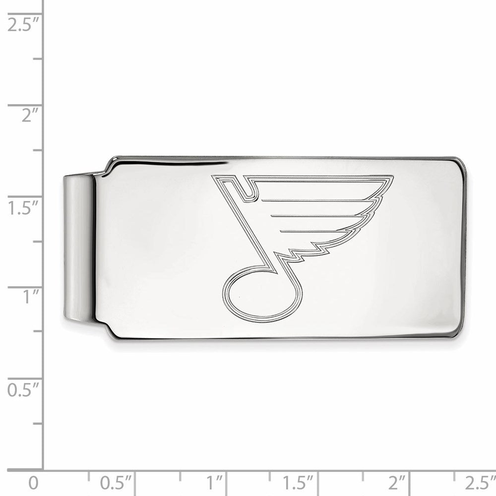 Alternate view of the 10k White Gold NHL St. Louis Blues Money Clip by The Black Bow Jewelry Co.