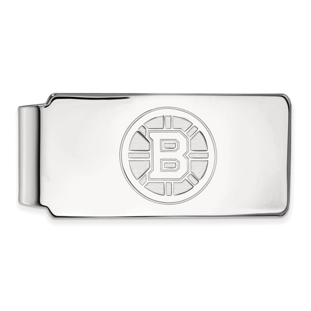 10k White Gold NHL Boston Bruins Money Clip, Item M10421 by The Black Bow Jewelry Co.