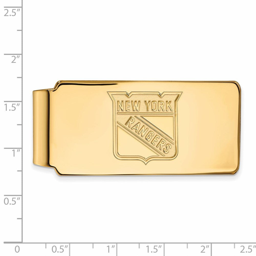 Alternate view of the 10k Yellow Gold NHL New York Rangers Money Clip by The Black Bow Jewelry Co.