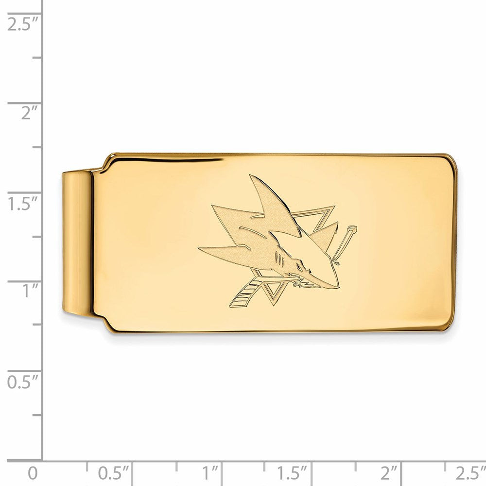 Alternate view of the 10k Yellow Gold NHL San Jose Sharks Money Clip by The Black Bow Jewelry Co.