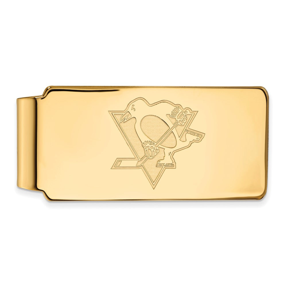 10k Yellow Gold NHL Pittsburgh Penguins Money Clip, Item M10449 by The Black Bow Jewelry Co.