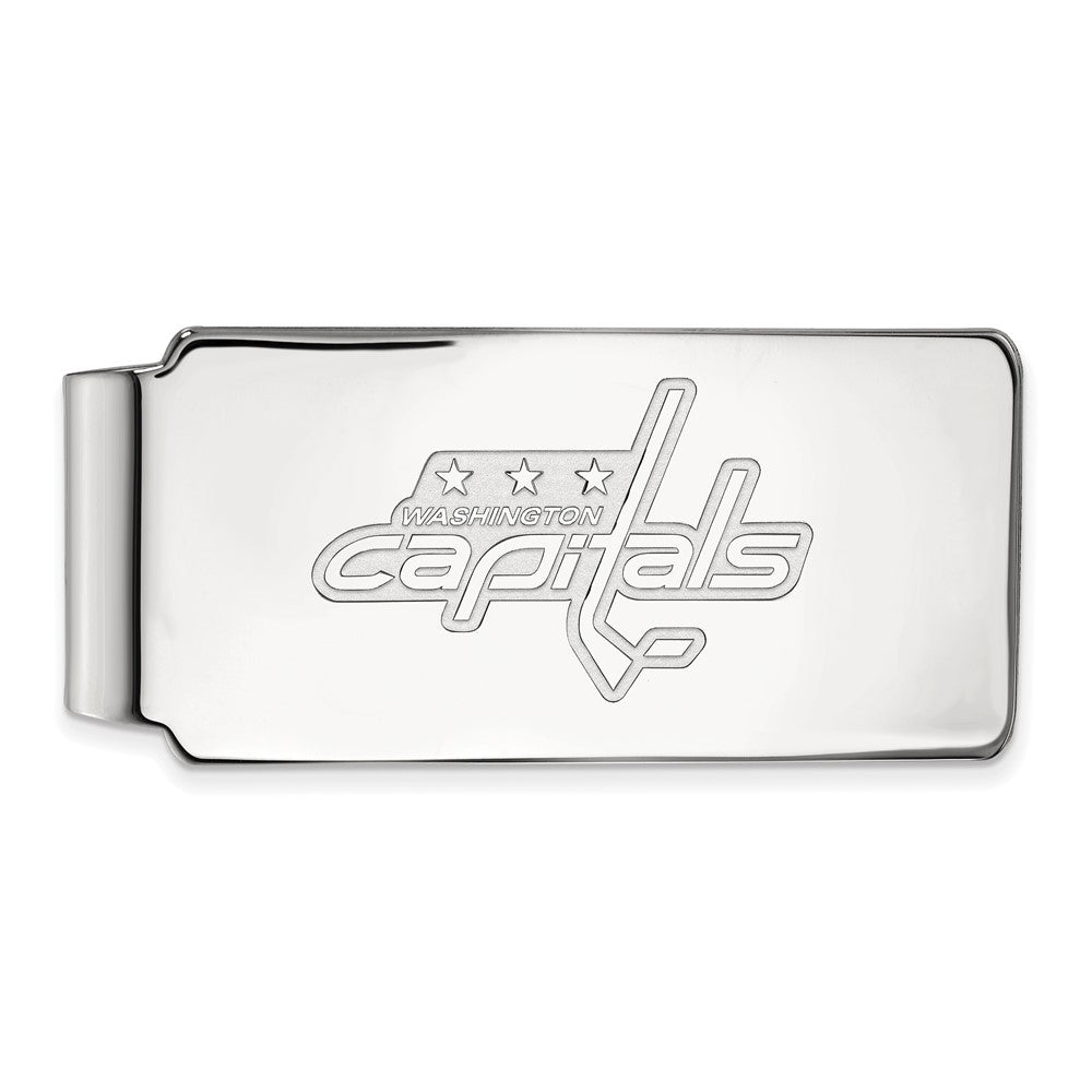 14k White Gold NHL Washington Capitals Money Clip, Item M10461 by The Black Bow Jewelry Co.