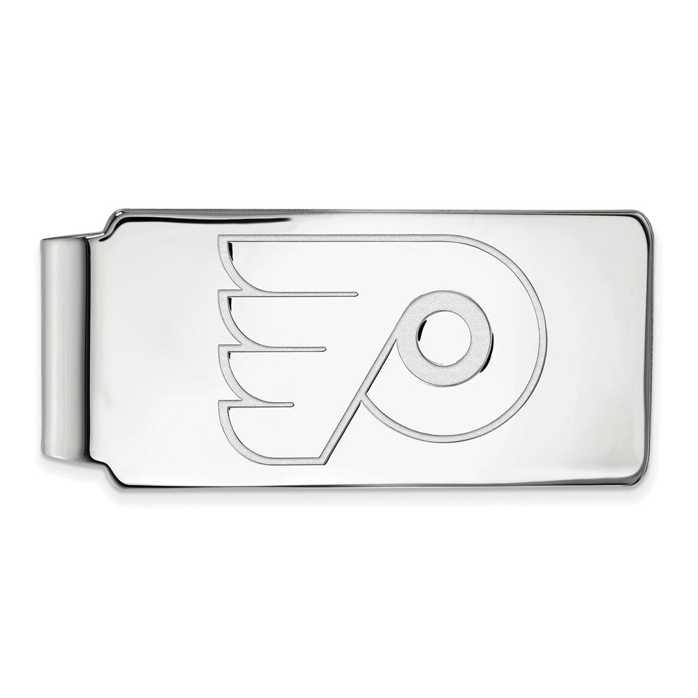 14k White Gold NHL Philadelphia Flyers Money Clip, Item M10467 by The Black Bow Jewelry Co.