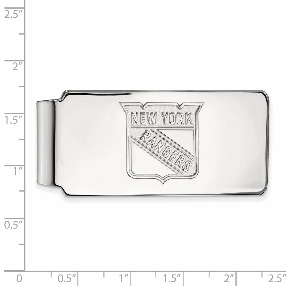 Alternate view of the 14k White Gold NHL New York Rangers Money Clip by The Black Bow Jewelry Co.