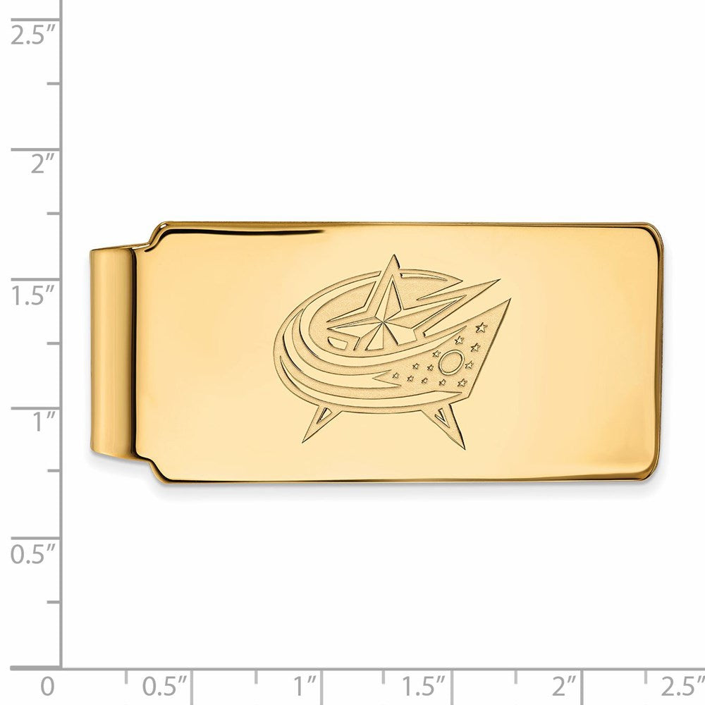 Alternate view of the 14k Yellow Gold NHL Columbus Blue Jackets Money Clip by The Black Bow Jewelry Co.