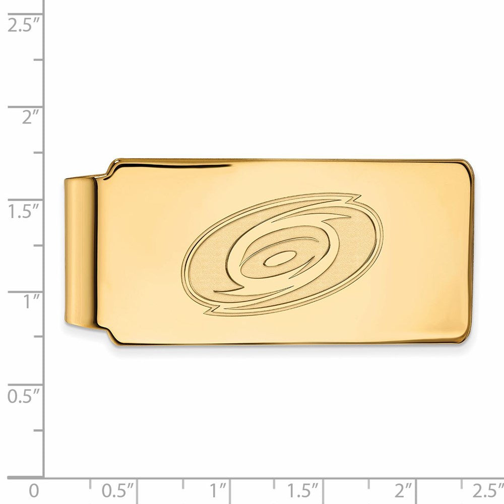 Alternate view of the 14k Yellow Gold NHL Carolina Hurricanes Money Clip by The Black Bow Jewelry Co.