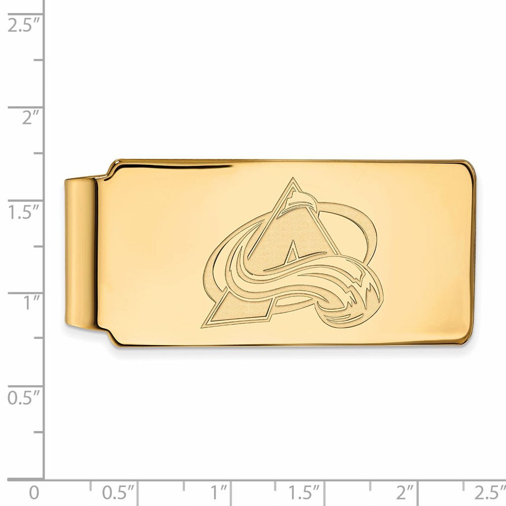 Alternate view of the 14k Yellow Gold NHL Colorado Avalanche Money Clip by The Black Bow Jewelry Co.