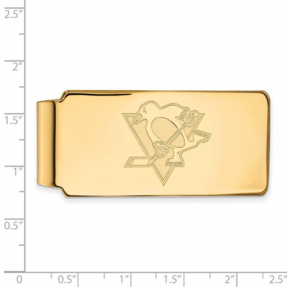 Alternate view of the 14k Yellow Gold NHL Pittsburgh Penguins Money Clip by The Black Bow Jewelry Co.