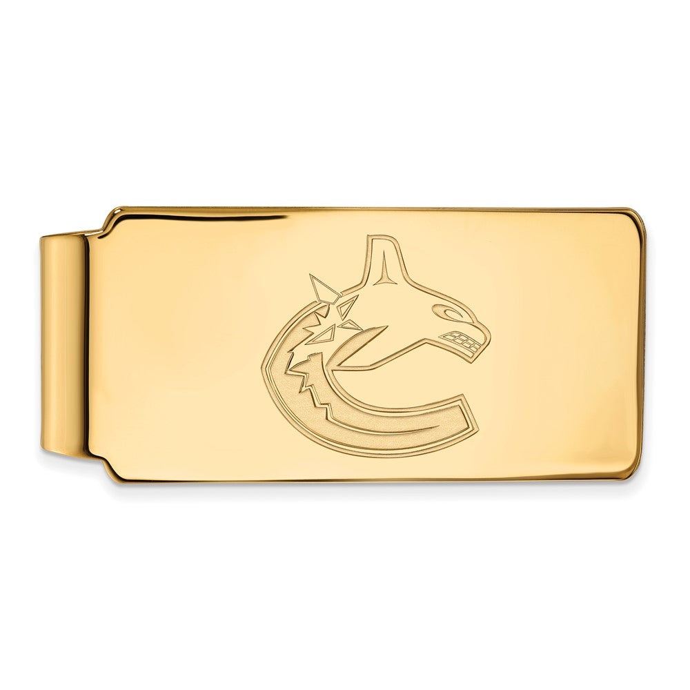 SS 14k Yellow Gold Plated NHL Vancouver Canucks Money Clip, Item M10507 by The Black Bow Jewelry Co.
