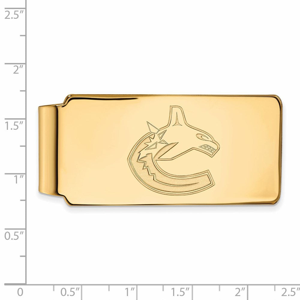 Alternate view of the SS 14k Yellow Gold Plated NHL Vancouver Canucks Money Clip by The Black Bow Jewelry Co.