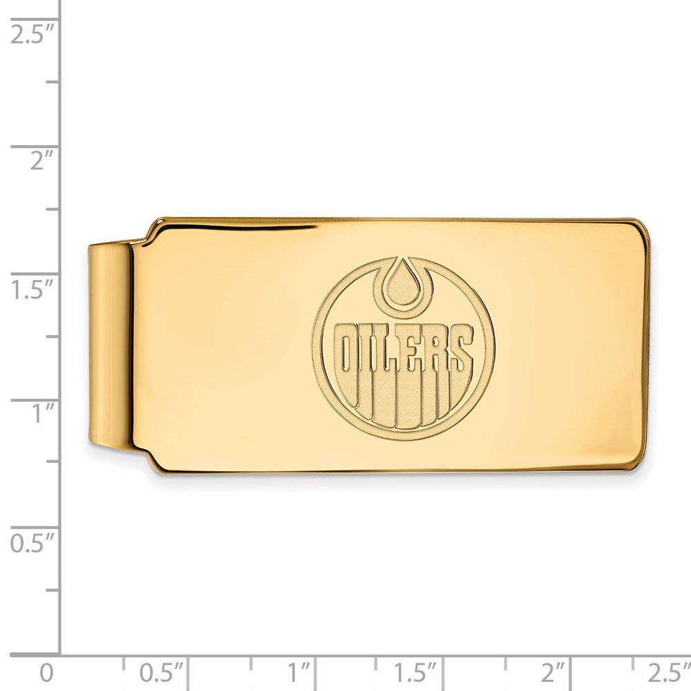 Alternate view of the Sterling Silver 14k Yellow Gold Plated NHL Edmonton Oilers Money Clip by The Black Bow Jewelry Co.