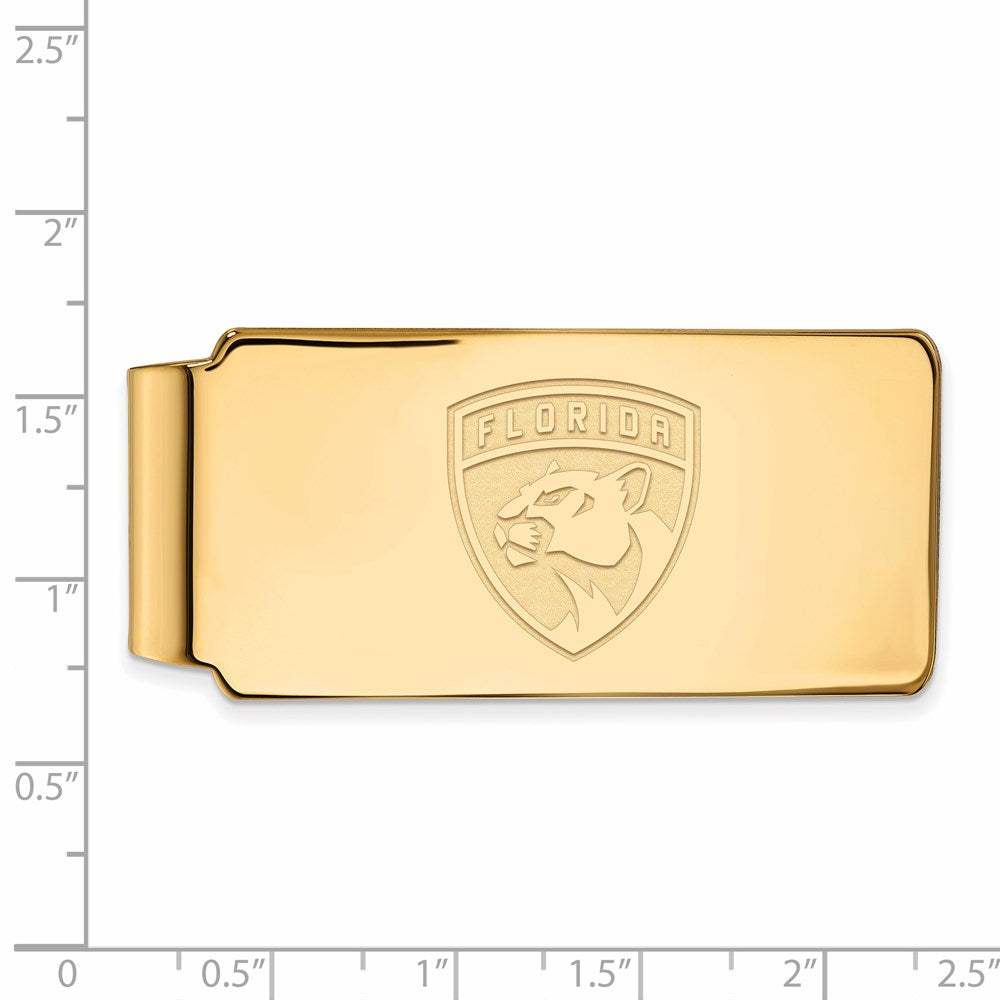 Alternate view of the Sterling Silver 14k Yellow Gold Plated NHL Florida Panthers Money Clip by The Black Bow Jewelry Co.