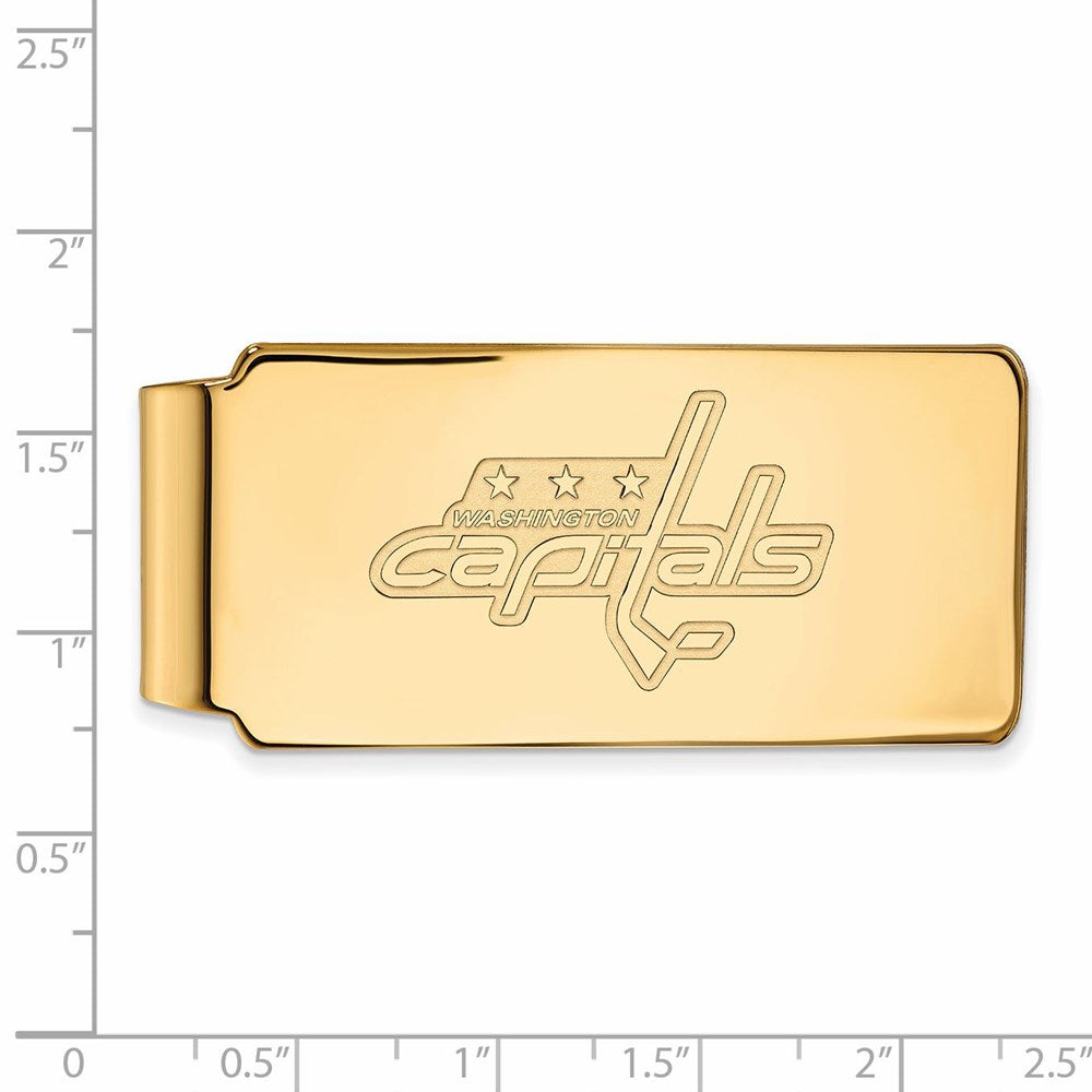 Alternate view of the SS 14k Yellow Gold Plated NHL Washington Capitals Money Clip by The Black Bow Jewelry Co.