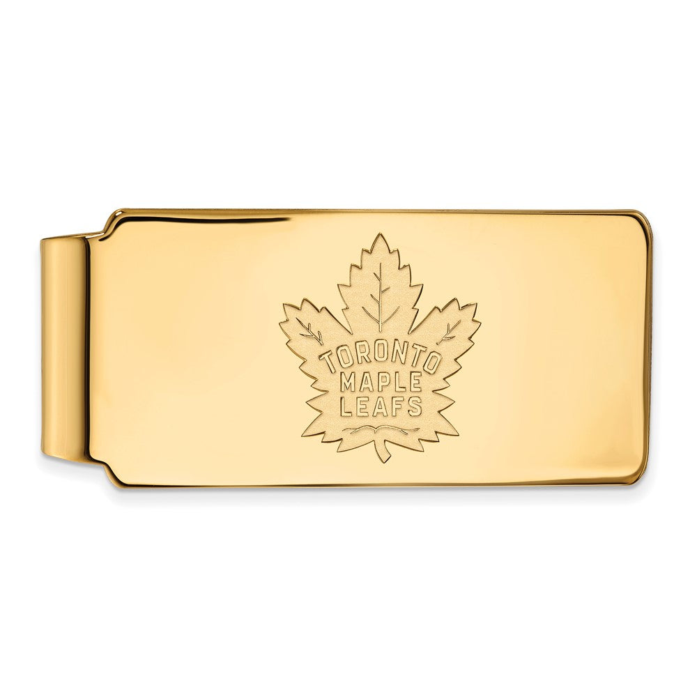 SS 14k Yellow Gold Plated NHL Toronto Maple Leafs Money Clip, Item M10520 by The Black Bow Jewelry Co.