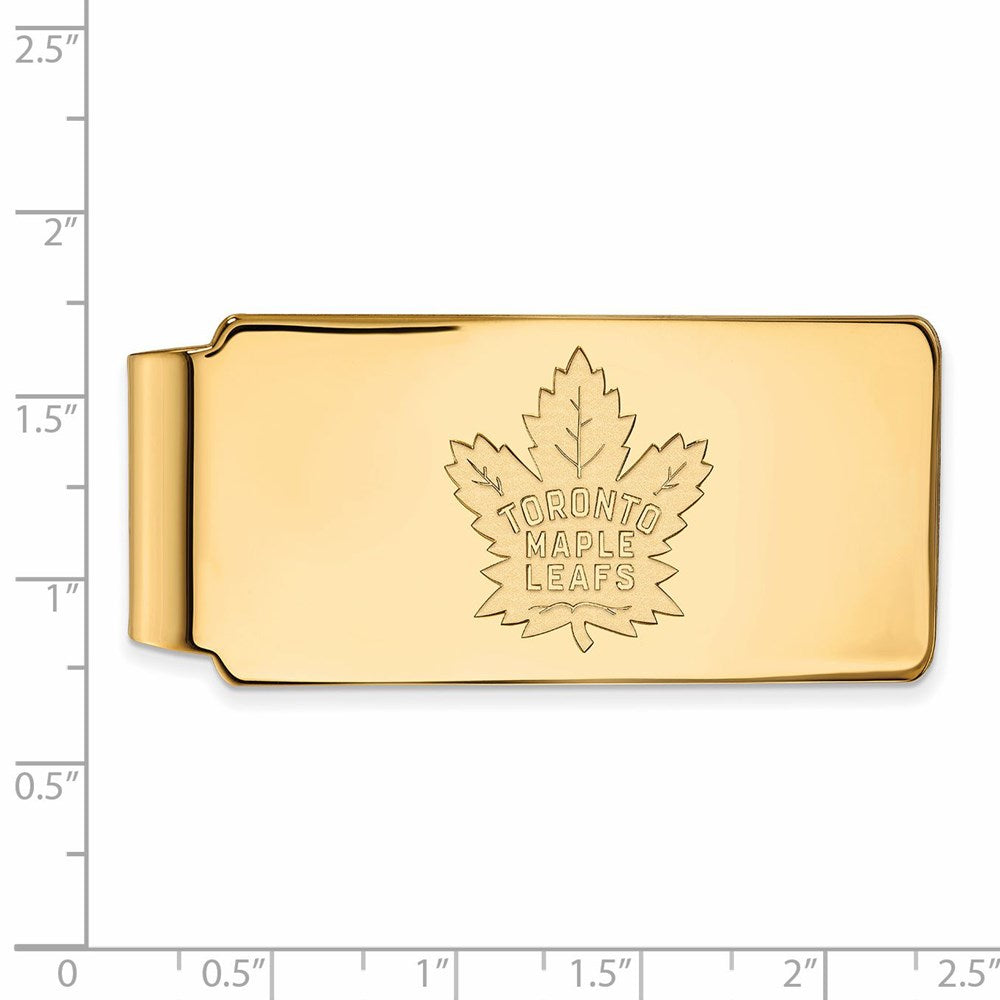 Alternate view of the SS 14k Yellow Gold Plated NHL Toronto Maple Leafs Money Clip by The Black Bow Jewelry Co.