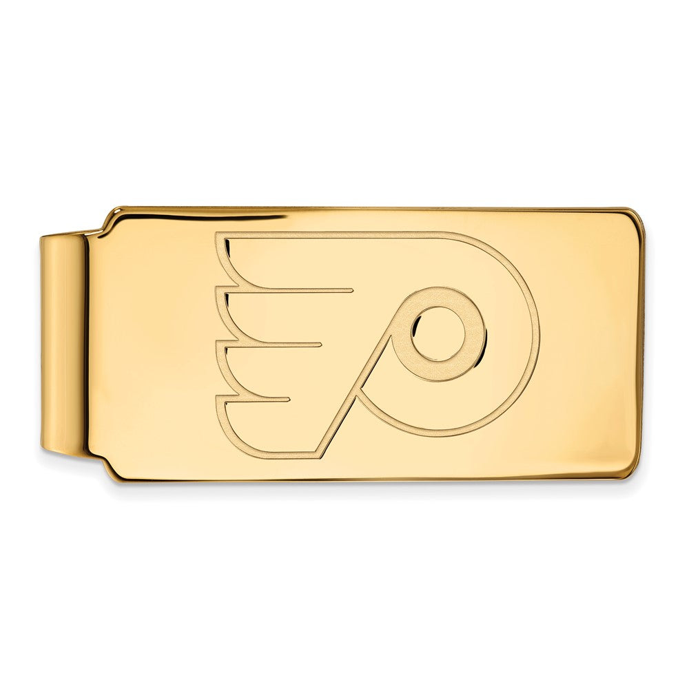 SS 14k Yellow Gold Plated NHL Philadelphia Flyers Money Clip, Item M10523 by The Black Bow Jewelry Co.