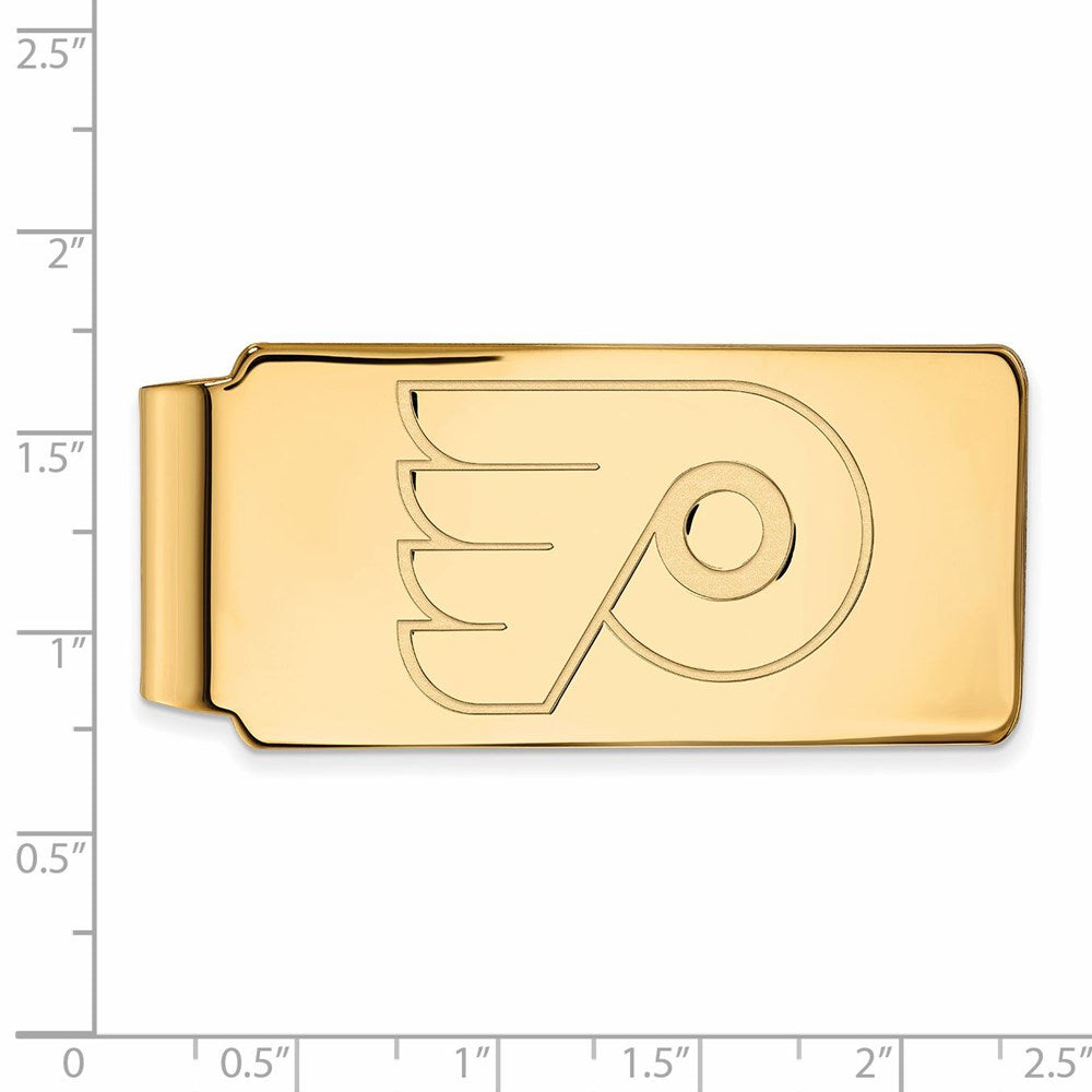 Alternate view of the SS 14k Yellow Gold Plated NHL Philadelphia Flyers Money Clip by The Black Bow Jewelry Co.