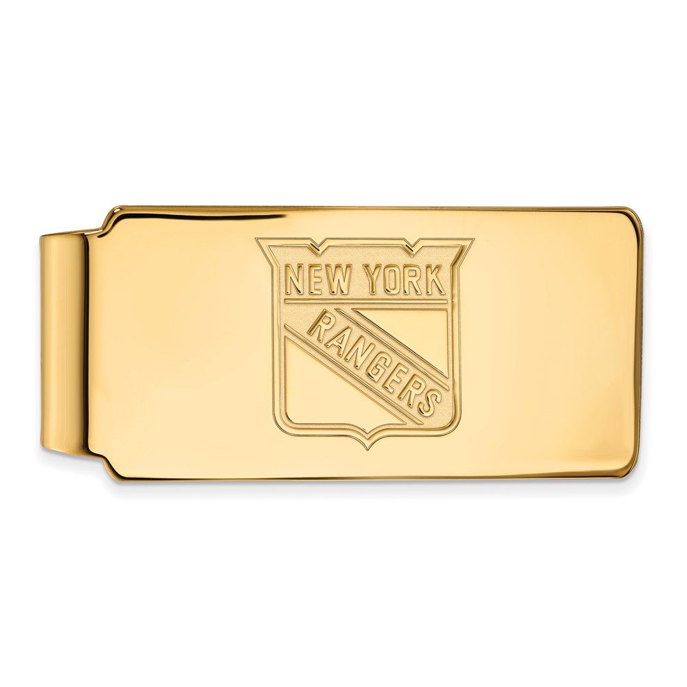 Sterling Silver 14k Yellow Gold Plated NHL New York Rangers Money Clip, Item M10525 by The Black Bow Jewelry Co.