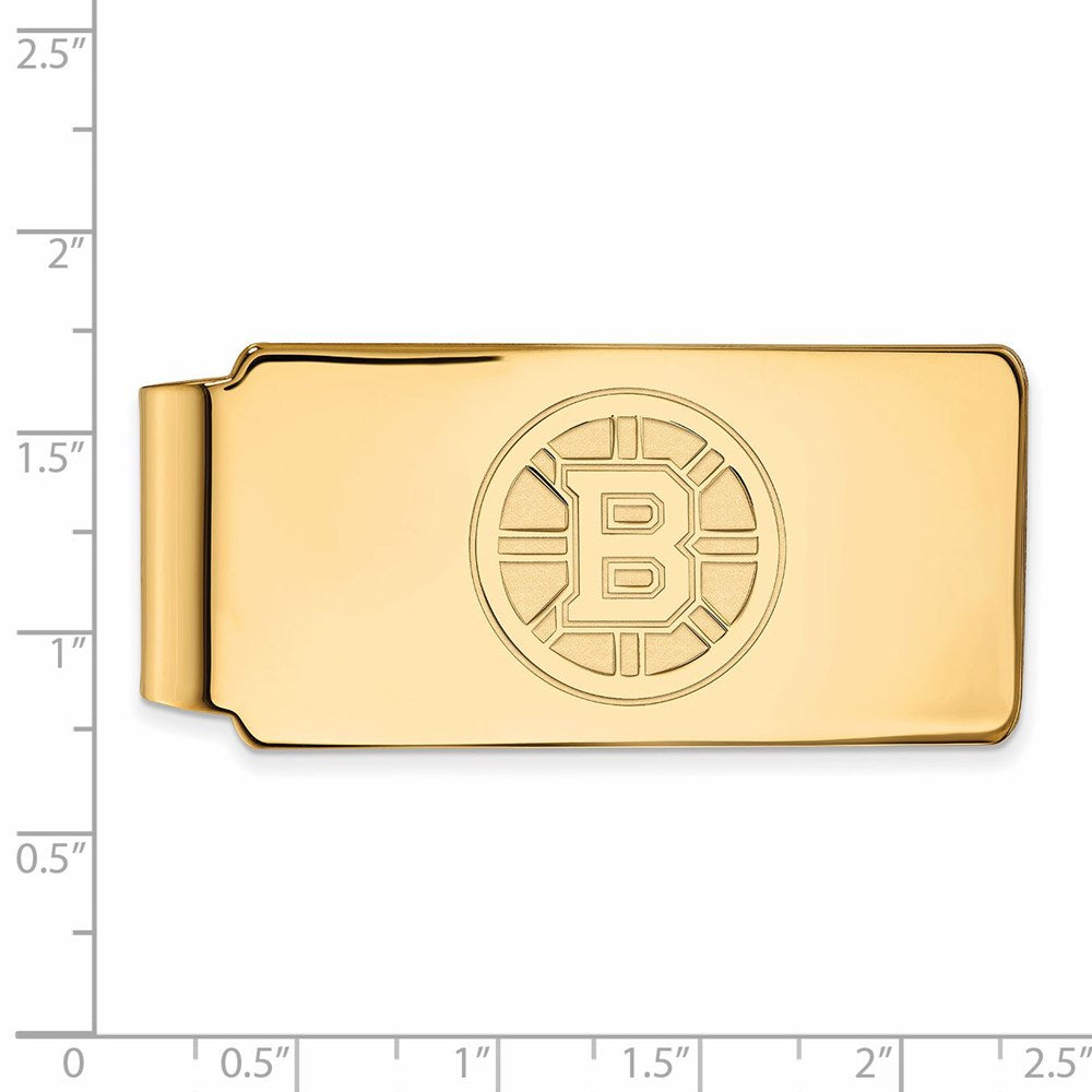 Alternate view of the Sterling Silver 14k Yellow Gold Plated NHL Boston Bruins Money Clip by The Black Bow Jewelry Co.