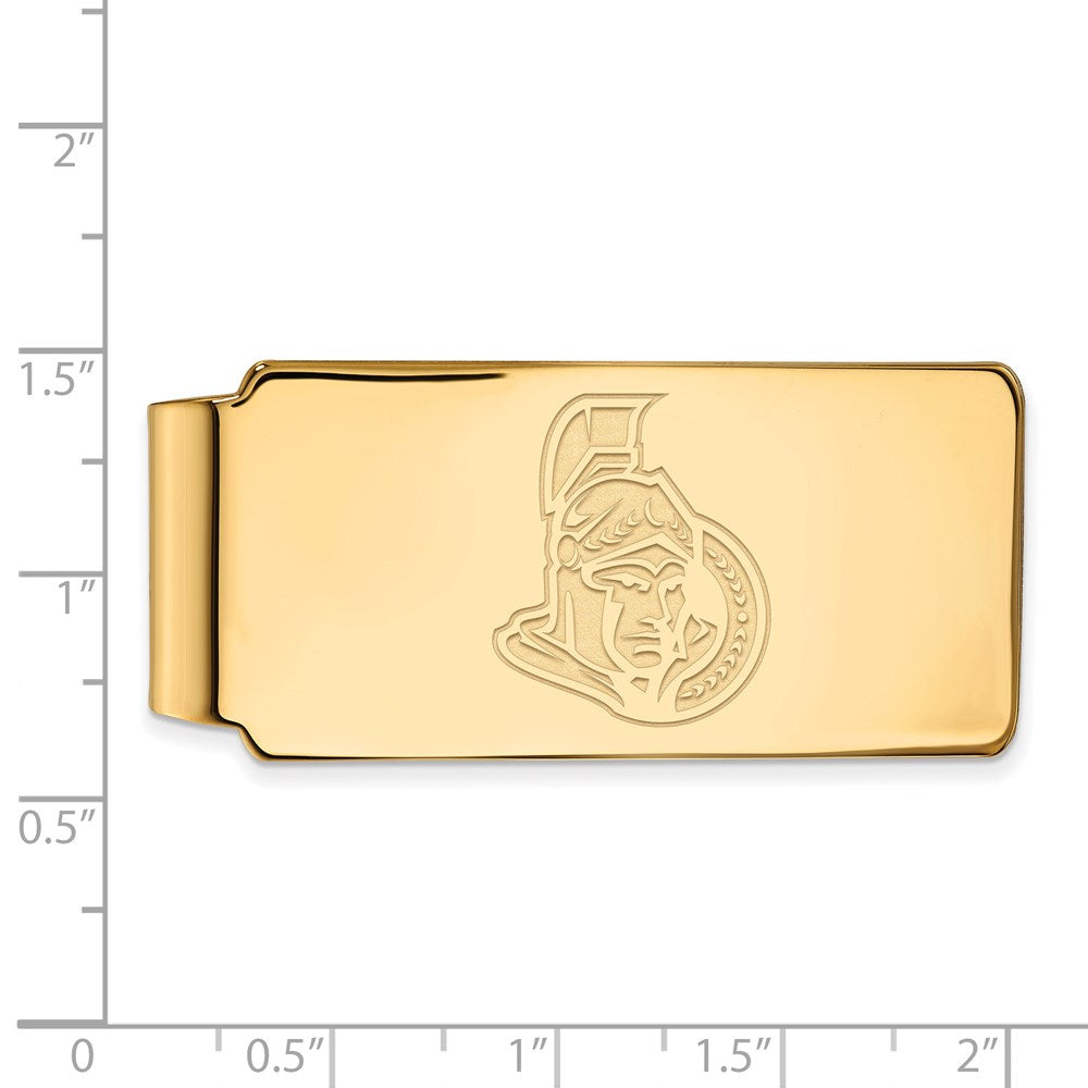 Alternate view of the Sterling Silver 14k Yellow Gold Plated NHL Ottawa Senators Money Clip by The Black Bow Jewelry Co.