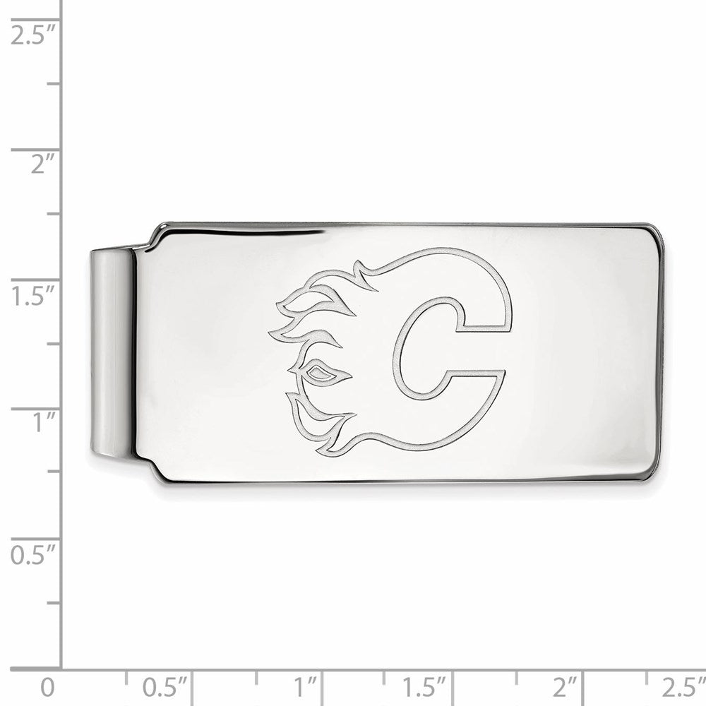 Alternate view of the Sterling Silver NHL Calgary Flames Money Clip by The Black Bow Jewelry Co.