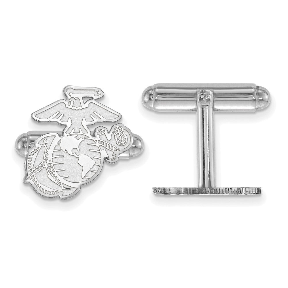 14k White Gold U.S. Marine Corps Cuff Links, Item M10569 by The Black Bow Jewelry Co.