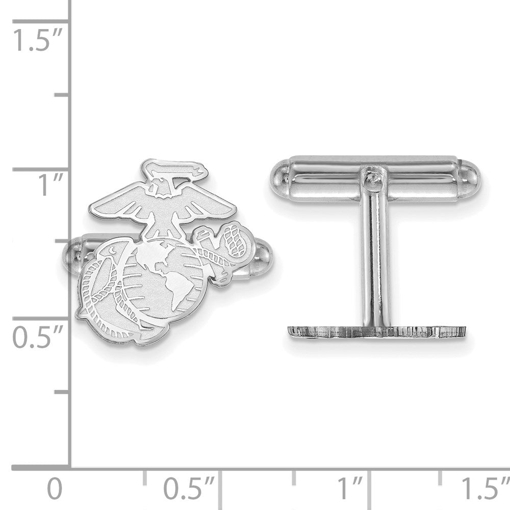 Alternate view of the 14k White Gold U.S. Marine Corps Cuff Links by The Black Bow Jewelry Co.