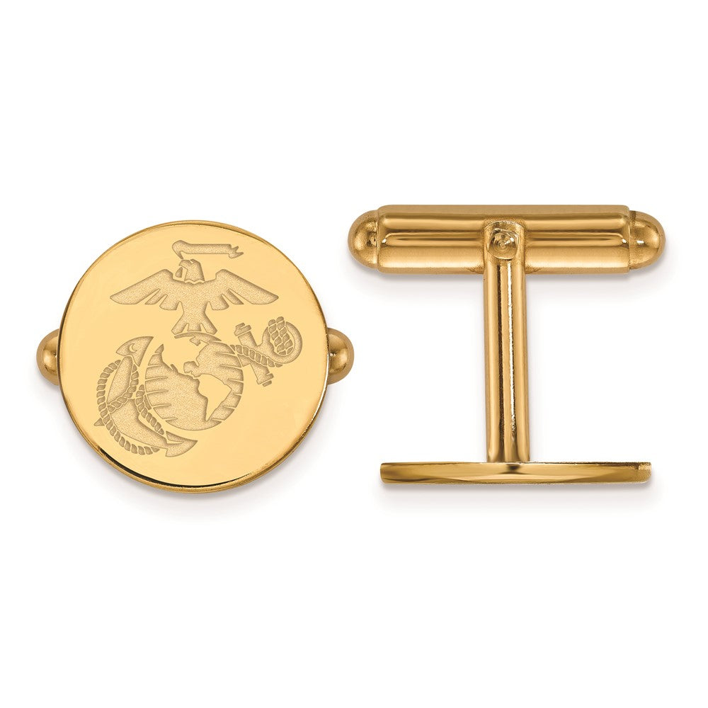 14k Yellow Gold U.S. Marine Corps Disc Cuff Links, Item M10572 by The Black Bow Jewelry Co.