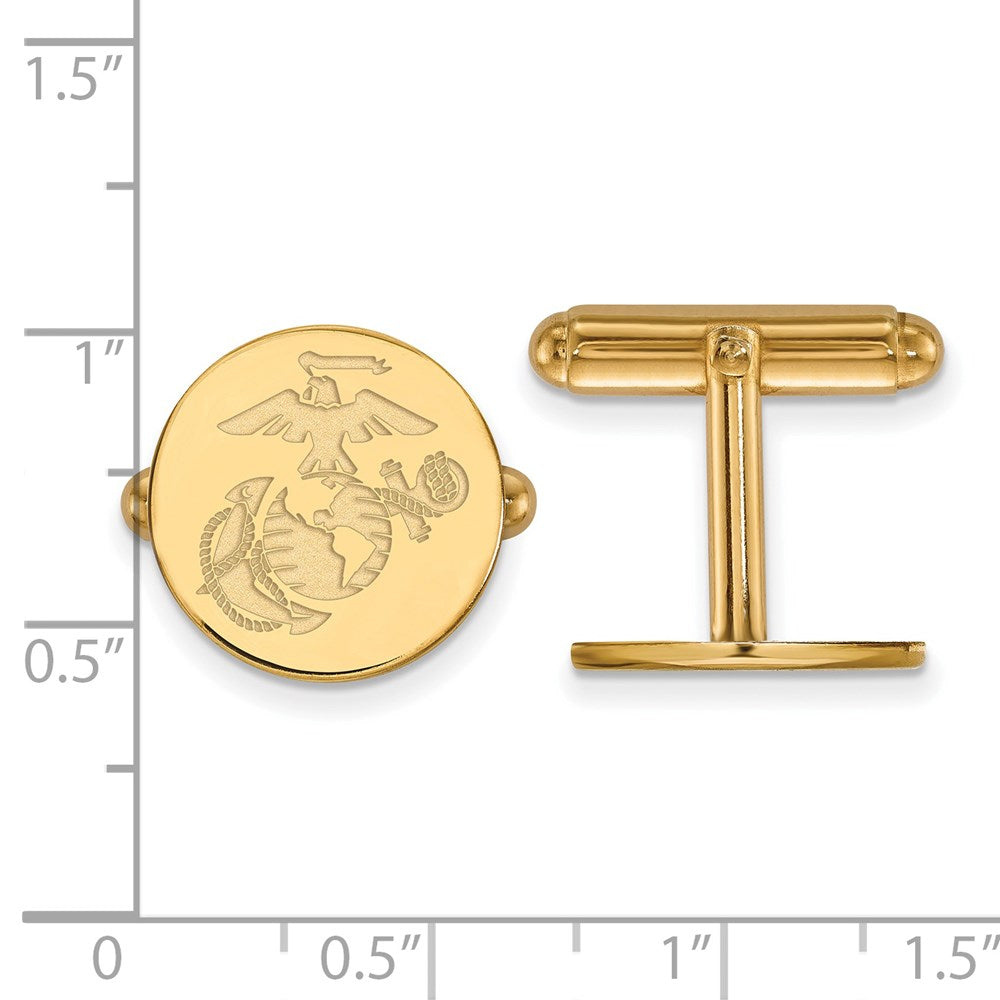 Alternate view of the 14k Yellow Gold U.S. Marine Corps Disc Cuff Links by The Black Bow Jewelry Co.