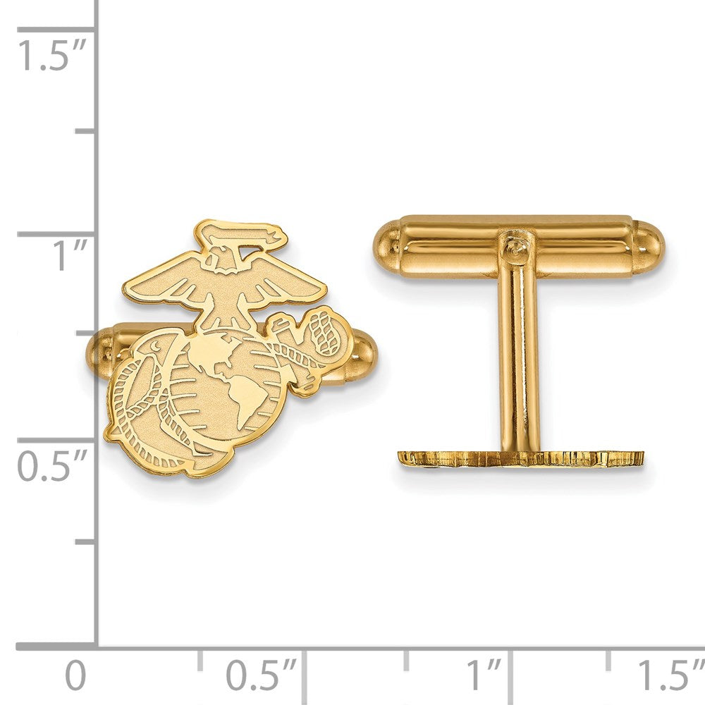 Alternate view of the Sterling Silver 14k Yellow Gold Plated U.S. Marine Corps Cuff Links by The Black Bow Jewelry Co.