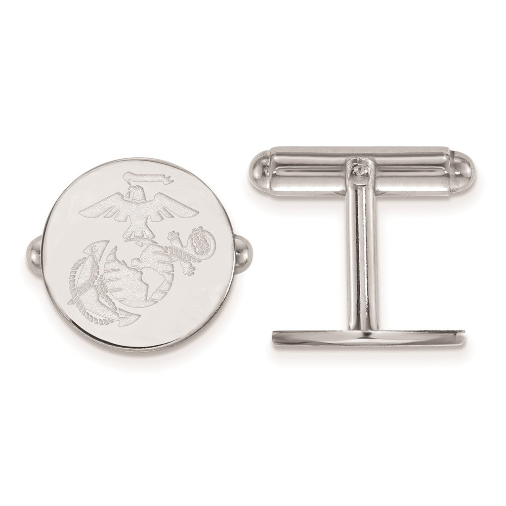 Sterling Silver U.S. Marine Corps Disc Cuff Links, Item M10584 by The Black Bow Jewelry Co.