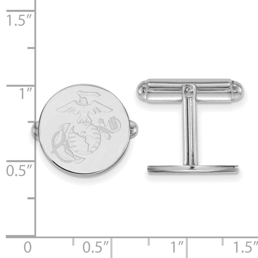 Alternate view of the Sterling Silver U.S. Marine Corps Disc Cuff Links by The Black Bow Jewelry Co.