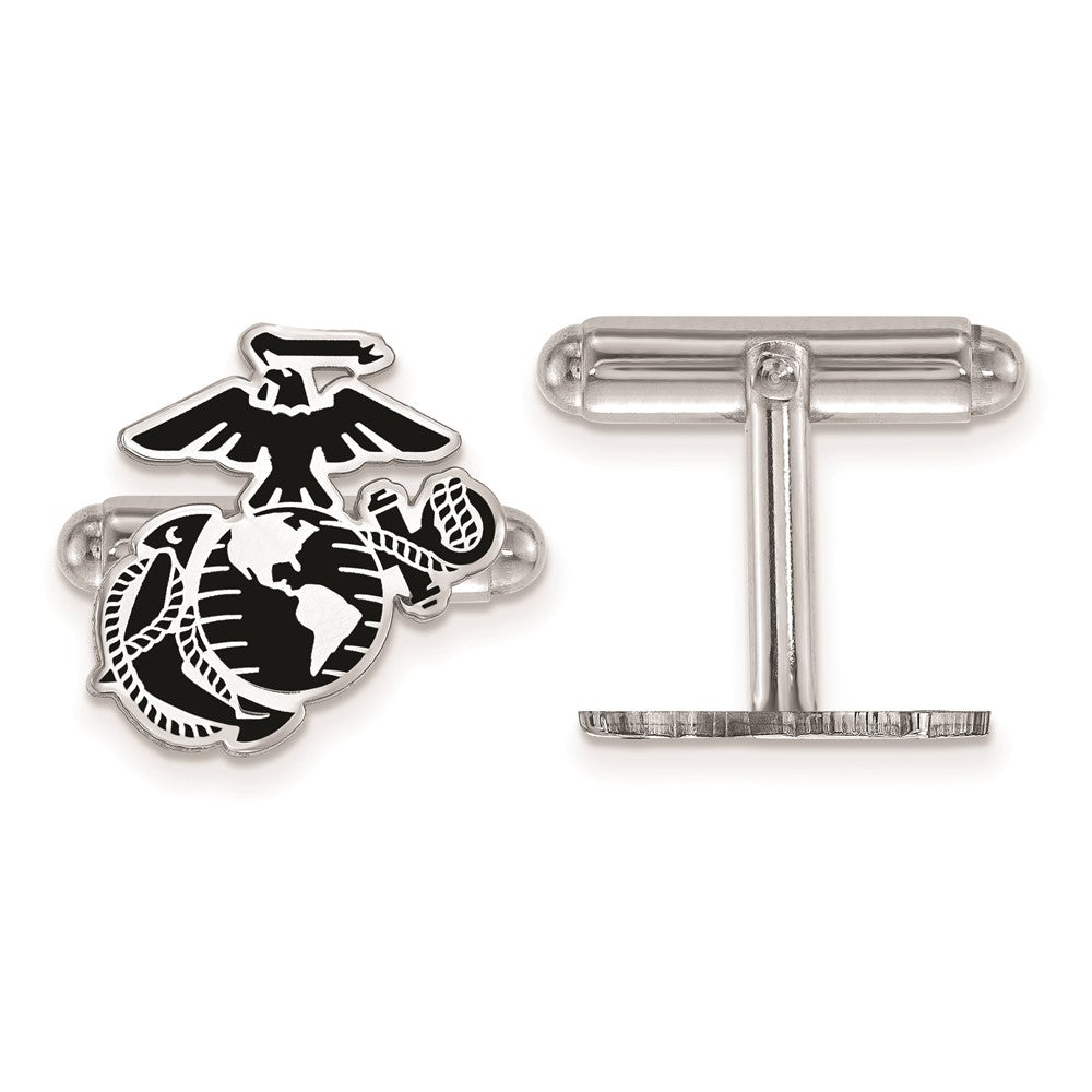 Sterling Silver U.S. Marine Corps Epoxied Cuff Links, Item M10587 by The Black Bow Jewelry Co.