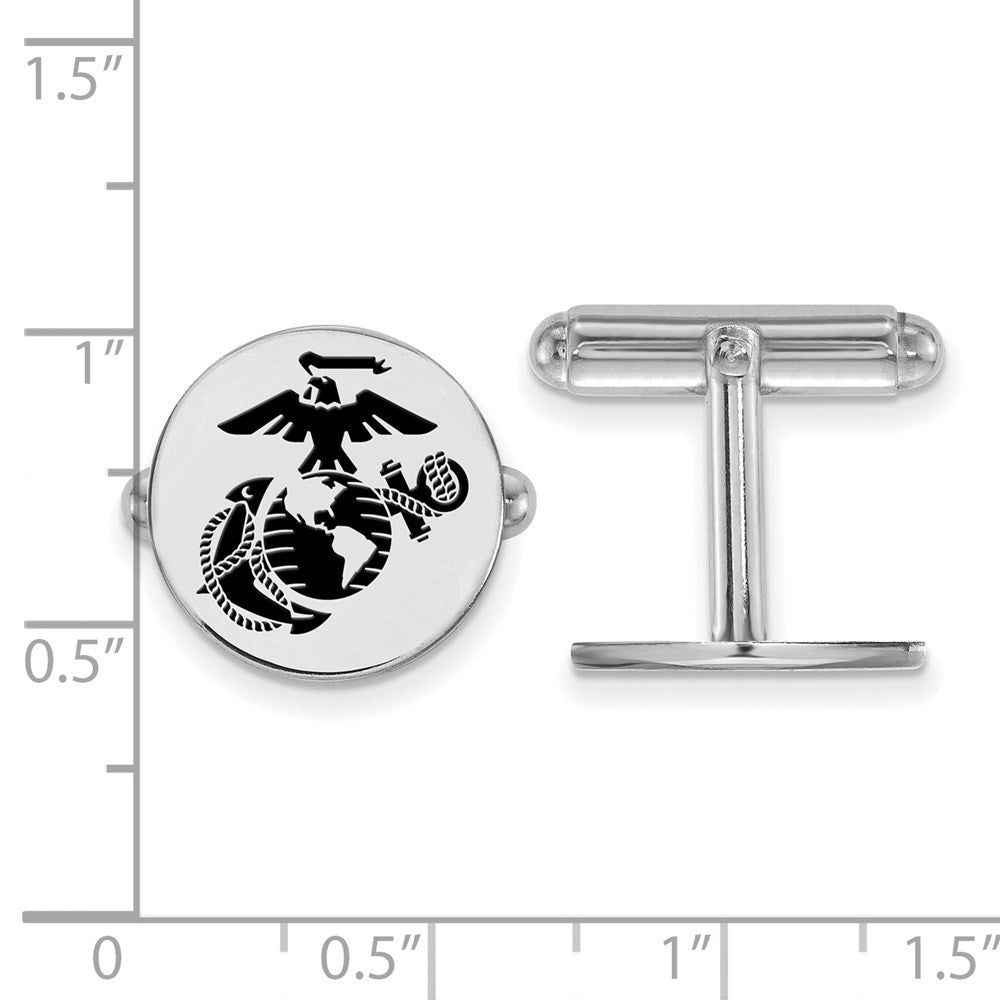 Alternate view of the Sterling Silver U.S. Marine Corps Epoxy Disc Cuff Links by The Black Bow Jewelry Co.