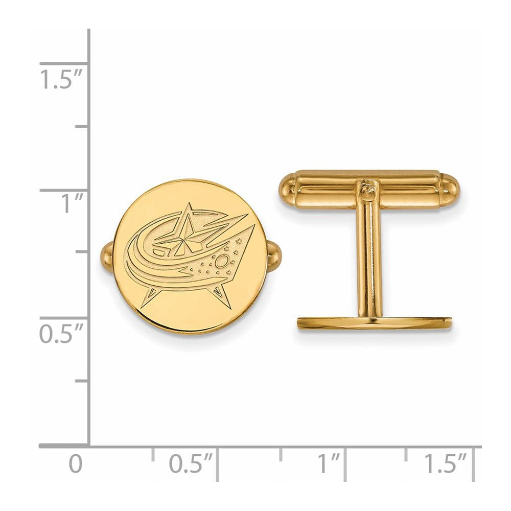 Alternate view of the 14k Yellow Gold NHL Columbus Blue Jackets Cuff Links by The Black Bow Jewelry Co.